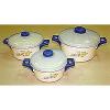 Microwave Cooking Pots, Set of 3 with colour changing lids